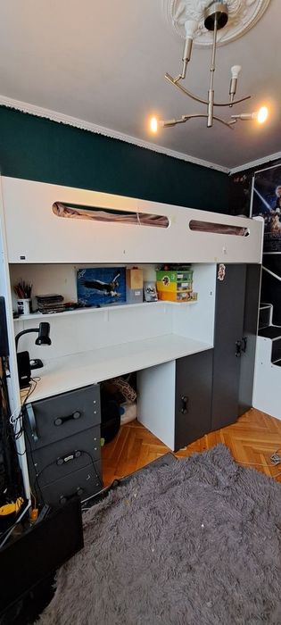 Łóżko piętrowe, biurko, szafa, mebel wielofunkcyjny