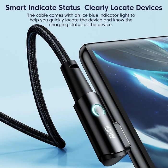 100 Ватт 2 метра мощный угловой кабель тайп си Type C длинный провод