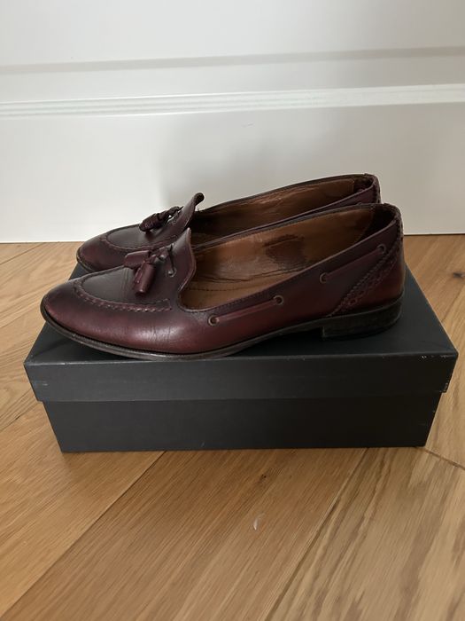 Mokasyny damskie Massimo Dutti burgundowe 37