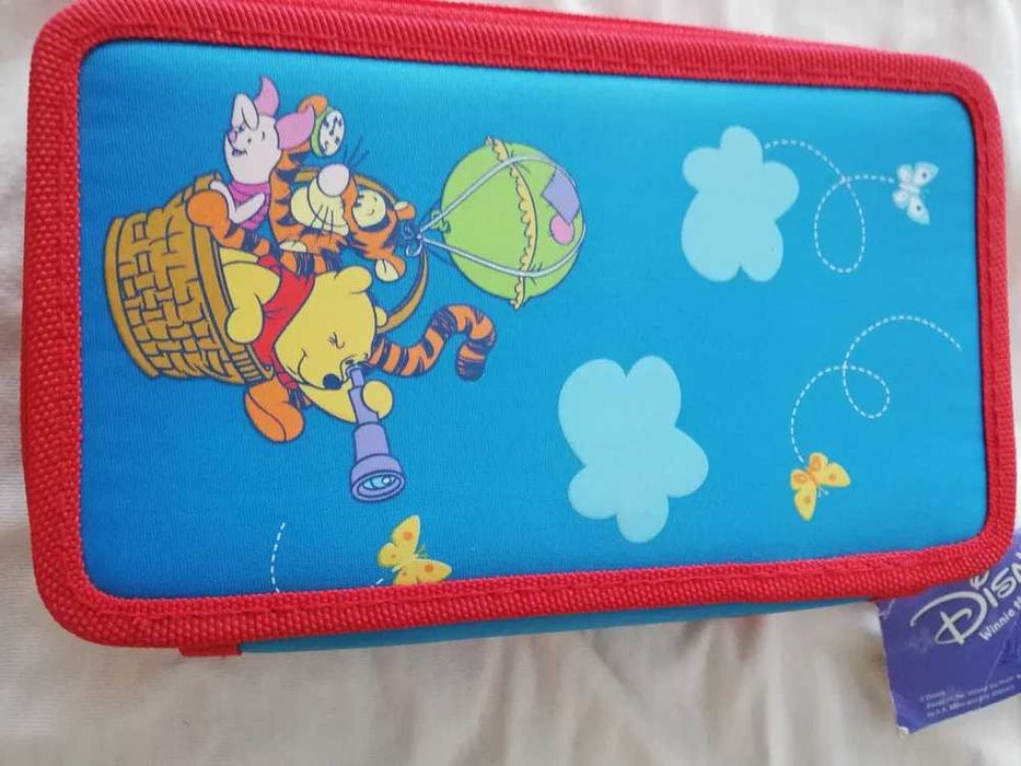 Piórnik podwójny , 2 komory , pusty , Kubuś Puchatek