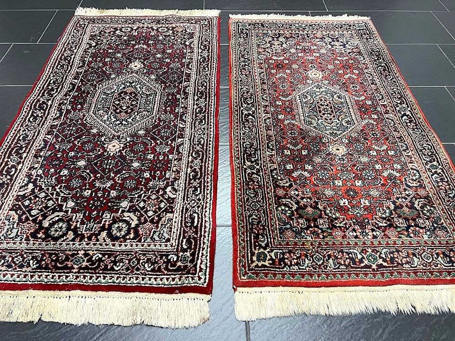 2 tapetes PERSAS BIDJAR, Lã s/Algodão, manuais, 135x67 cm / 130x70 cm