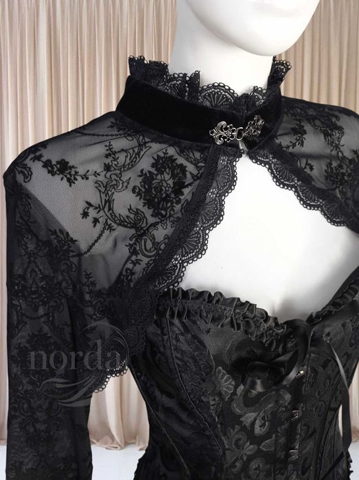 eleganckie zapinane bolerko szerokie rękawy goth alternative