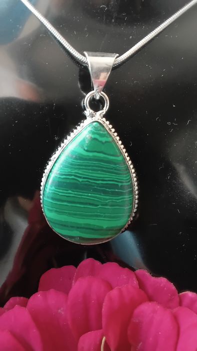 Fio Artesanal em Prata  com Malaquita   Feito à mão em Tiznit, Marr