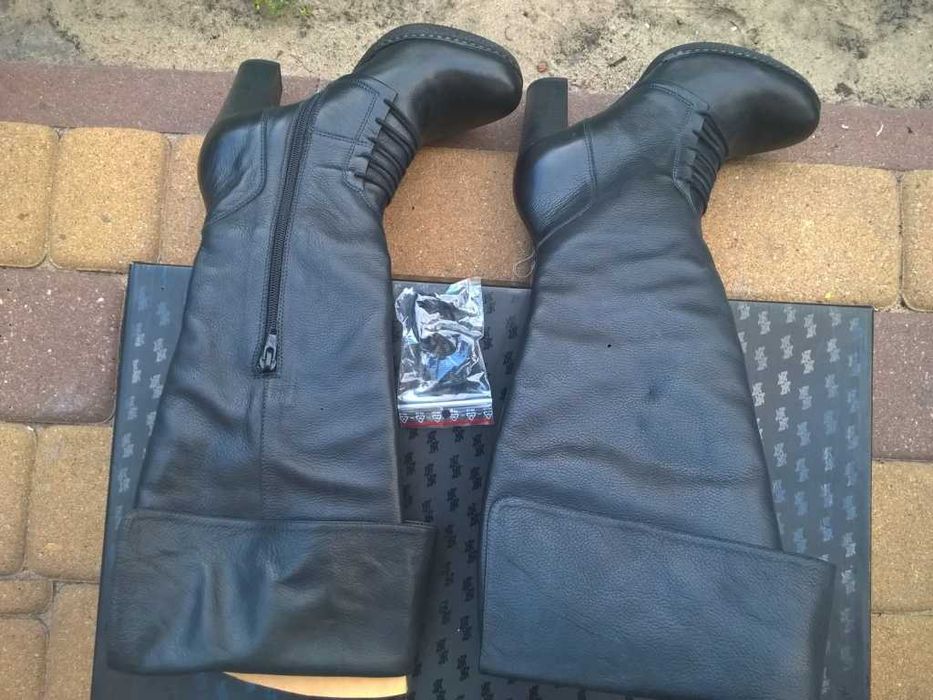NOWE Buty-Kozaki OFICERKI Wysokie37 Natural skóra100% BRĄZ I-Klasa Gw6