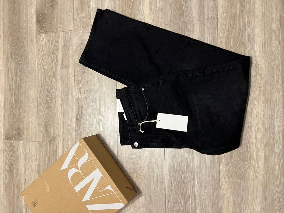 Nowe czarne jeansy straight Zara 42/XL
