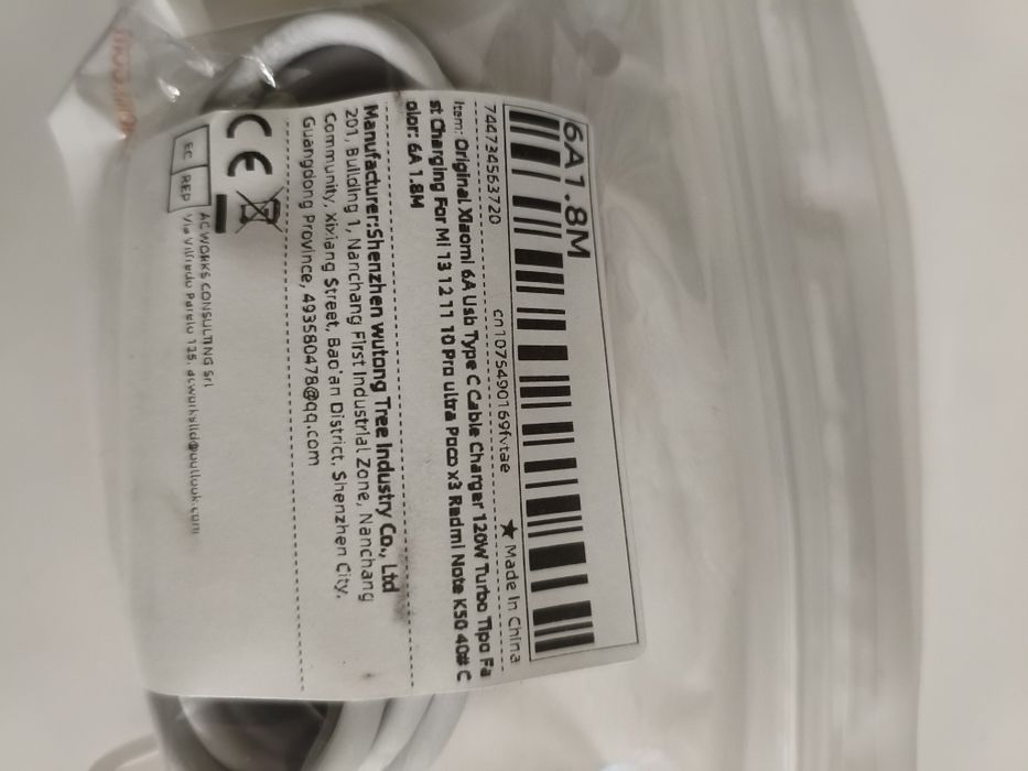 Продам кабель Xiaomi 6А. Оригинал до120Вт.
