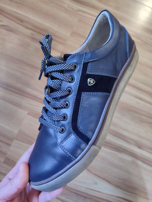 Сині шкіряні кеди, 25 см (як нові)
