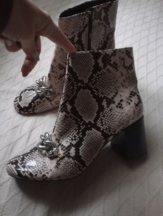 Miss Selfridge 41r NOWE botki skóra węża 27cm panterka