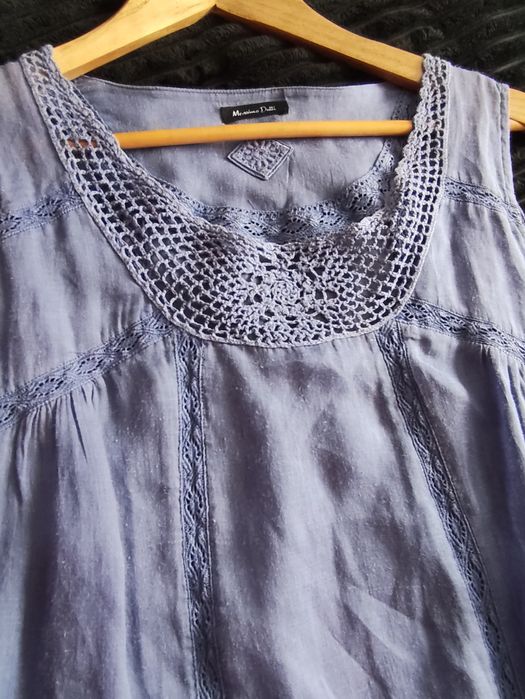 Blusa sem mangas. Massimo Dutti. Azul acinzentado.
