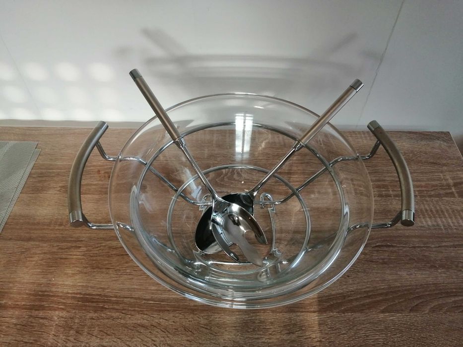 Saladeira de Vidro com Talheres NOVA