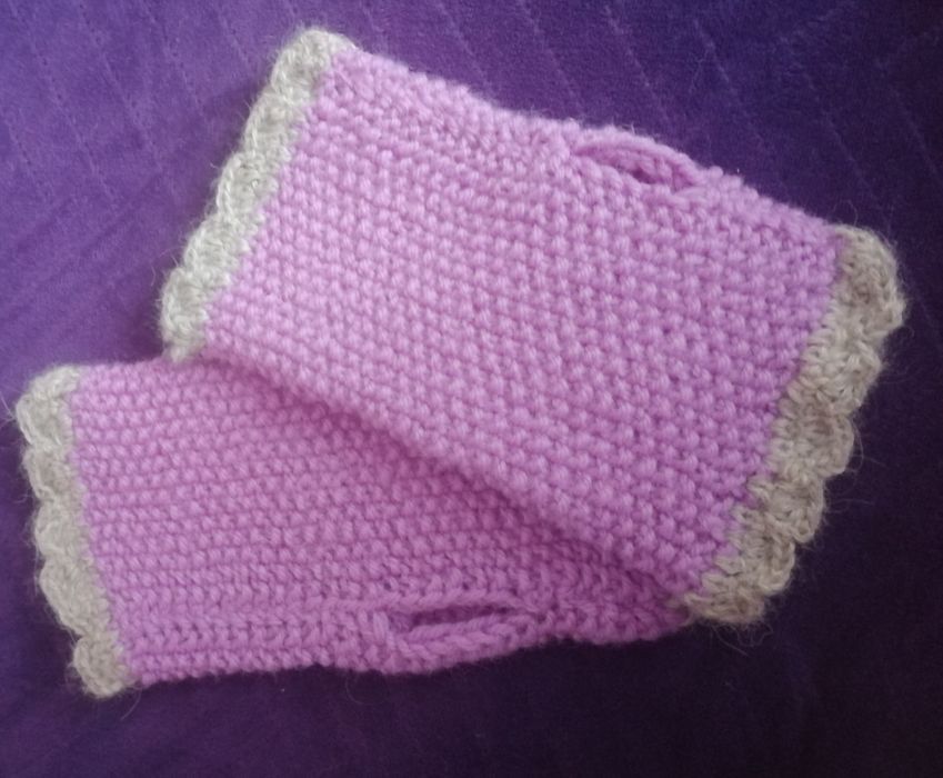 Mitenki ocieplacze hand made lawendowe