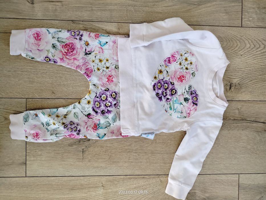 Dres bluza i spodnie 68 kwiaty