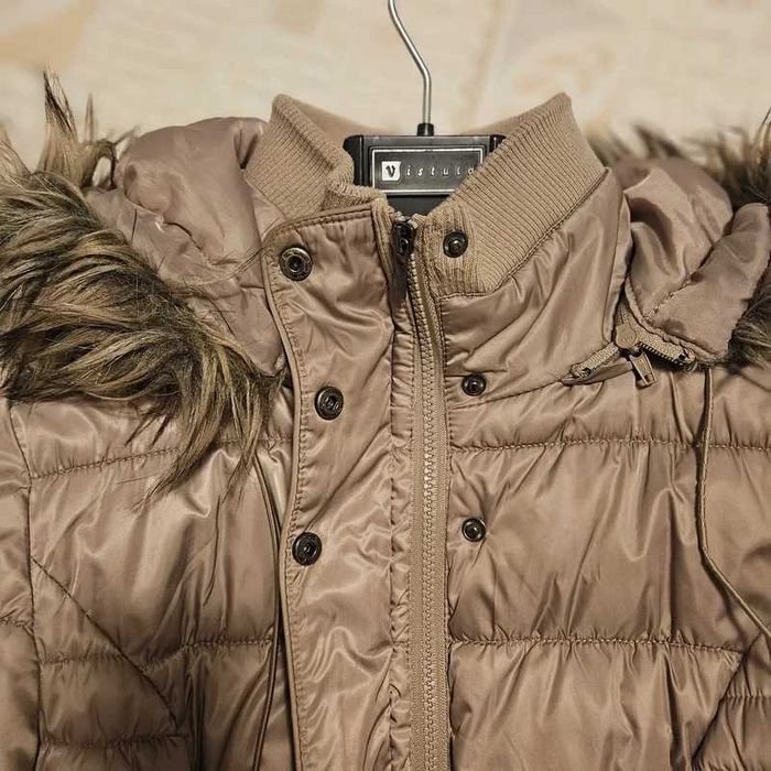 Klasyczny płaszcz kurtka długa na zimę elegancki ocieplany puchowy