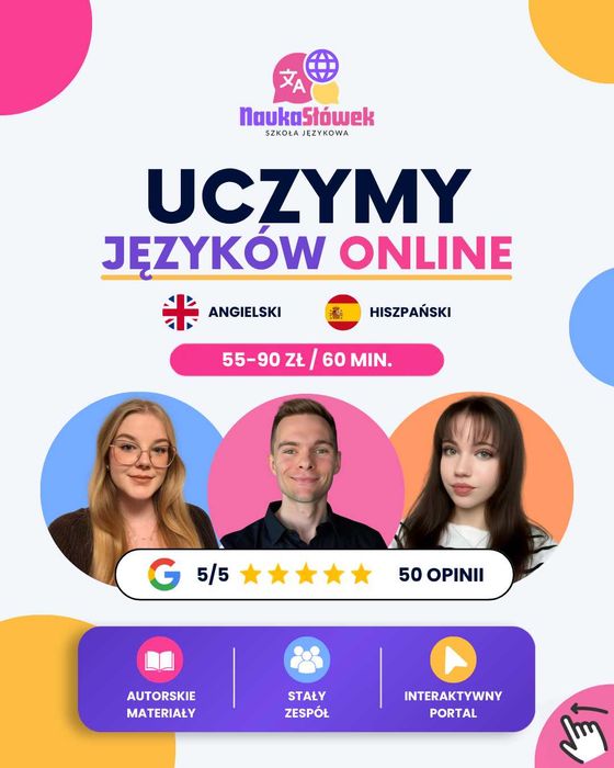 Zajęcia / korepetycje z języka angielskiego i hiszpańskiego online. Fv.