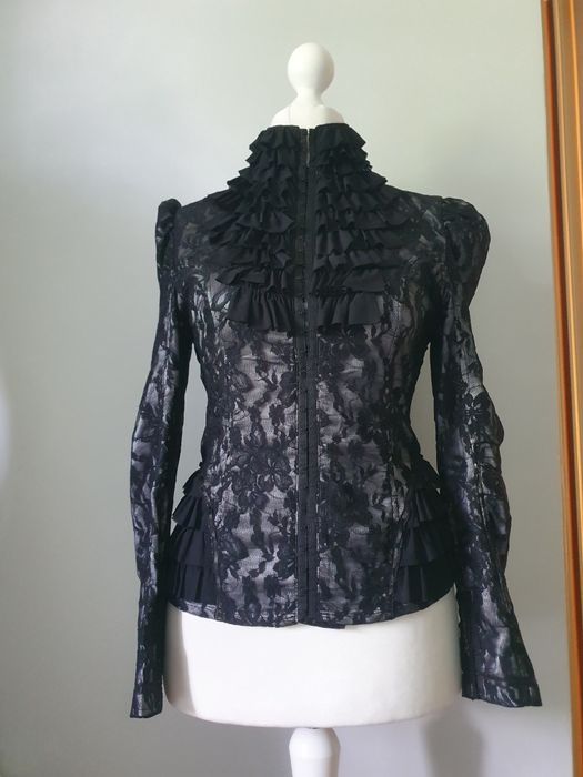 Wiktoriańska bluzka Restyle z baskinką i falbankami gothic lolita victorian goth