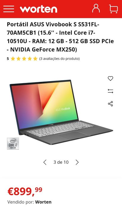 ASUS Vivobook S (15.6'' - Intel Core i7, RAM: 12gb)