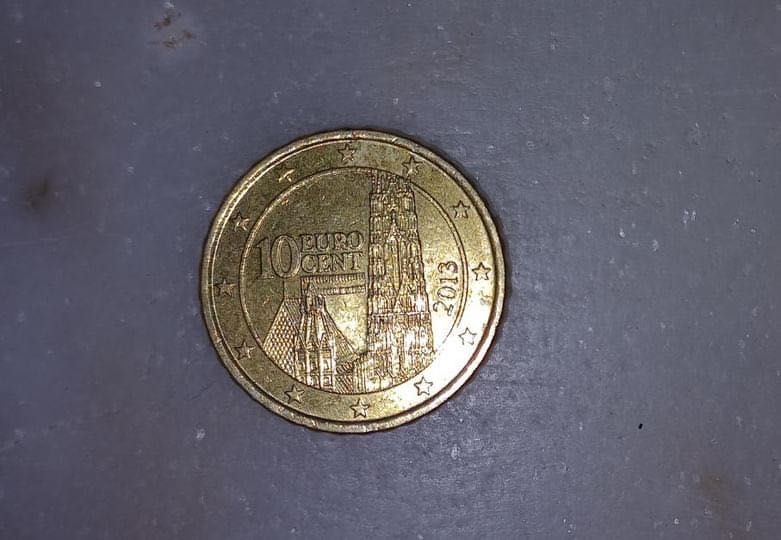 Moeda de 10 cêntimos rara, Áustria 2013