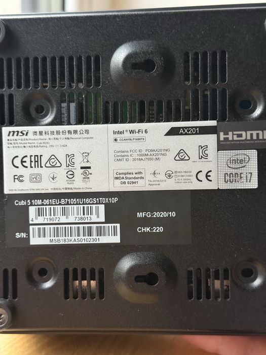 Міні- компʼютер MSI Cubi 5 10M (модель 061EU) – i7 / 16 ГБ / 1 ТБ SSD