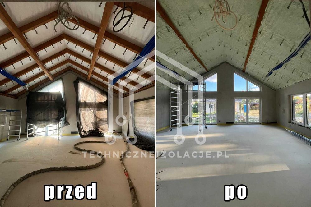 Ocieplenie poddasza pianą PUR | Celulozą | Wełną | Termowizja