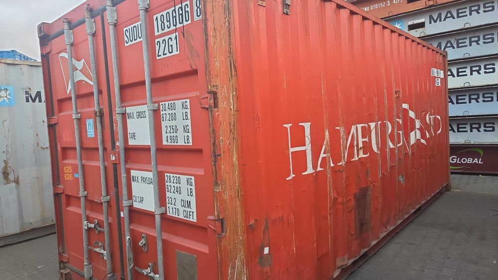 Kontener morski 20, 6 metrowy, magazynowy - organizuję transport z HDS