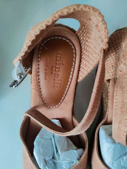 Alpercatas cunhas castanhas/bege Minelli