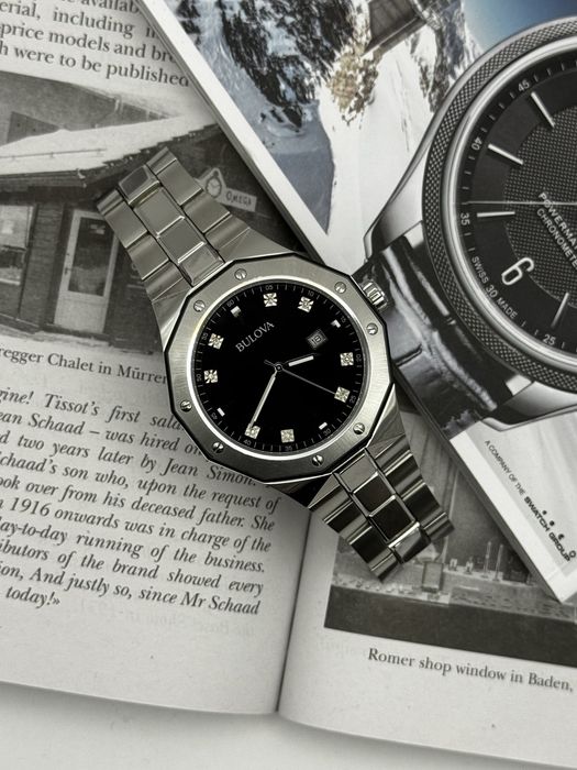 Bulova marine star 44mm diamenty naturalne stalowy męski zegarek