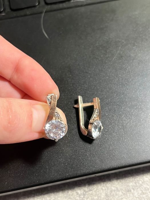 Сережки срібні з позолотою