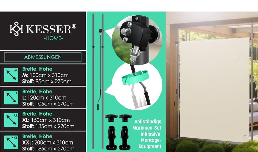 2 Toldos verticais-marca alemã kesser -para exterior,varanda,jardim