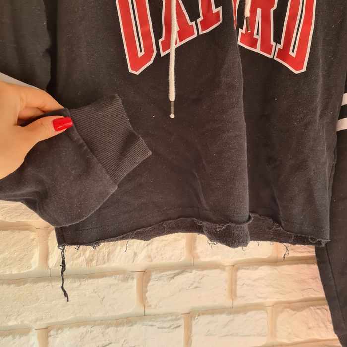 Czarna krótka oversizowa bluza z kapturem, S/M Oxford