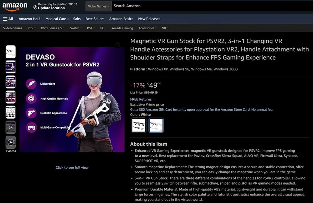 ‼️ Sony PlayStation VR2, PS VR2 автомат 2-в-1 пістолети GunStock