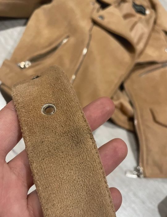 Zamszowa kurtka ramoneska damska flamant rose S