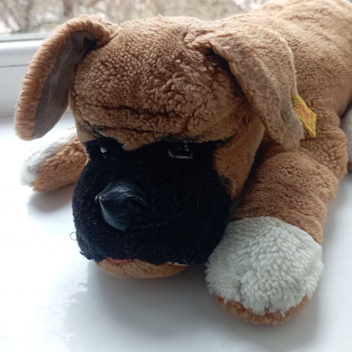 Винтажная собака боксер Бобби  STEIFF Штайф  игрушка ГДР