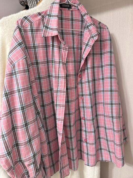 Рубашка в клетку розовая