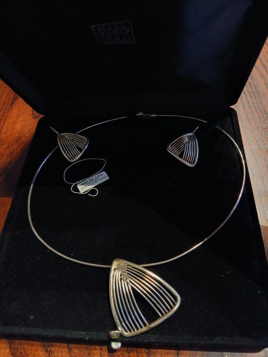 Srebro komplet kolczyki i naszyjnik 925