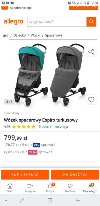 Wózek Espiro spacerówka ŁADNYkomplet