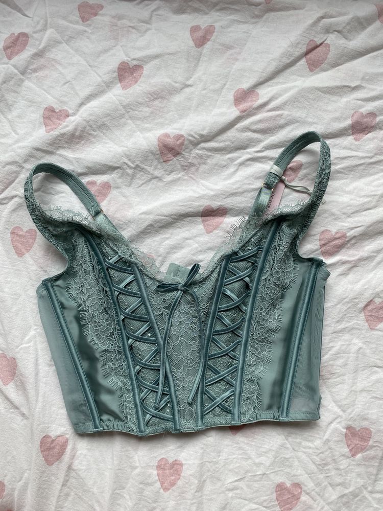 Gorset top gorsetowy Victoria's Secret niebieski blue Wrocław Stare Miasto  •