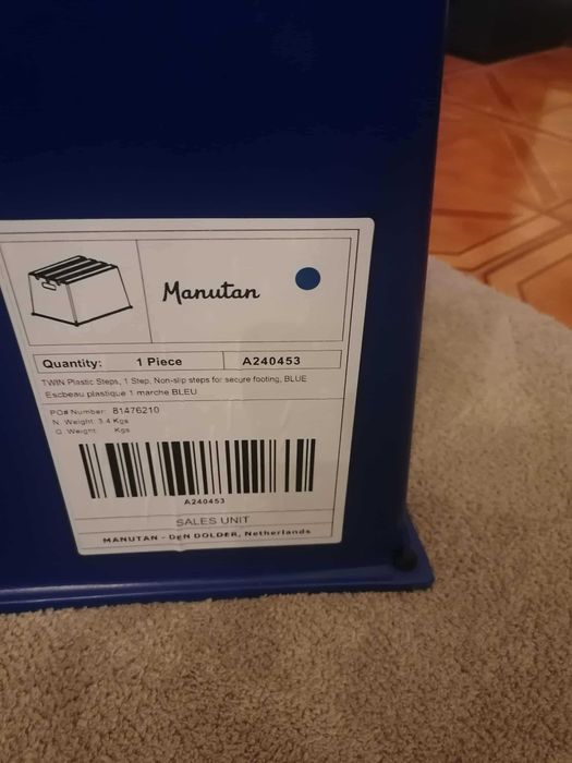 Banquinho antiderrapante - 1 degrau - Azul - Manutan (Novo)