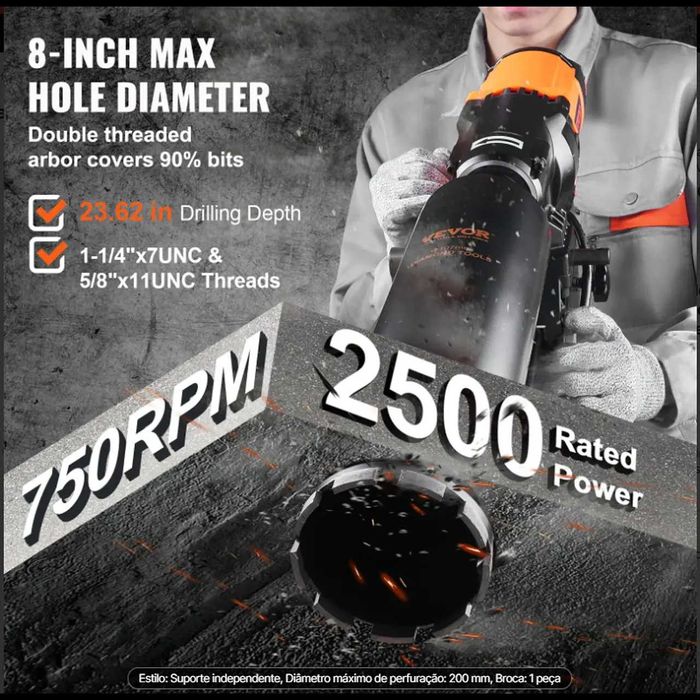 D12- Máquina de perfuração de mármore  255mm 2500w COM BROCA