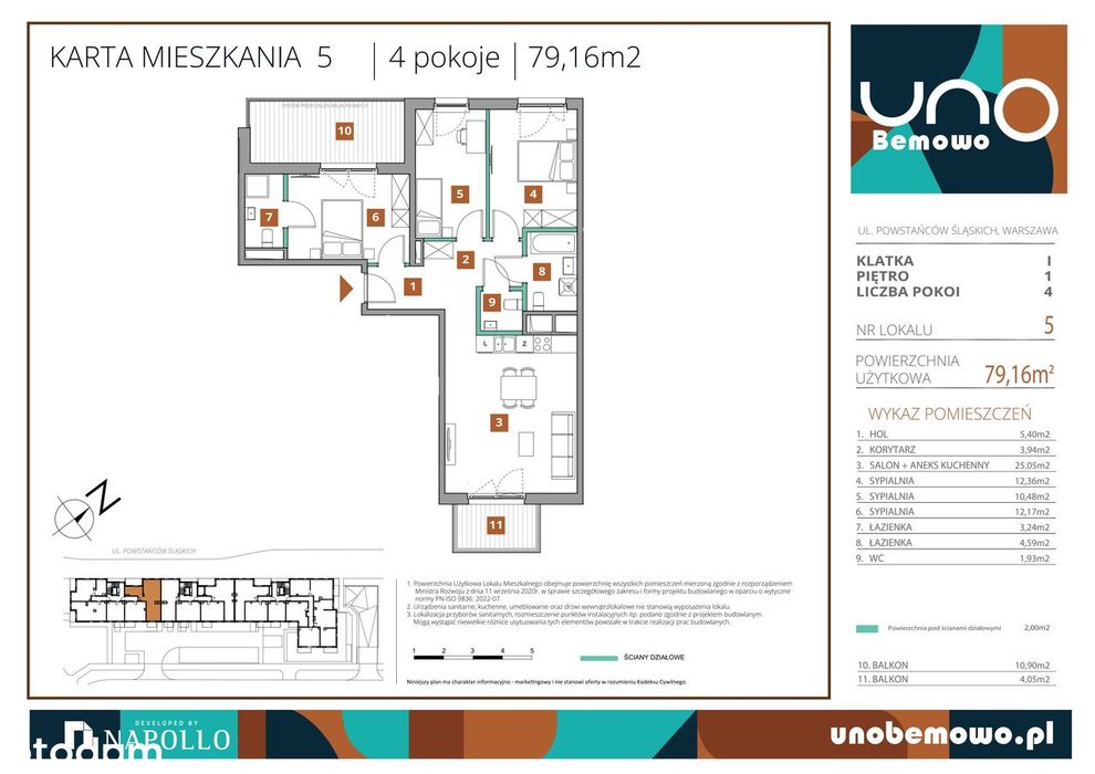4-pokojowe mieszkanie 79m2 + 2 balkony