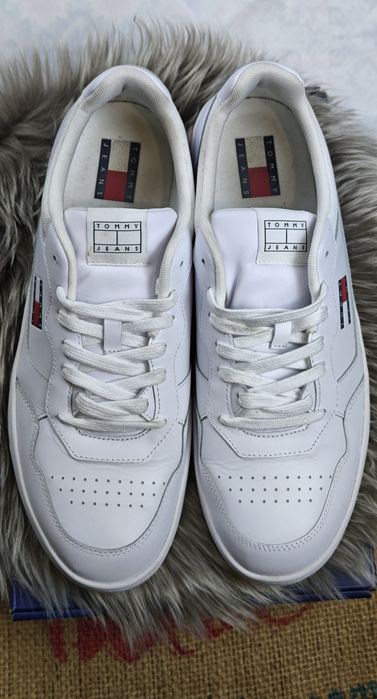 Skórzane sneakersy Tommy Jeans TJM Cupsole Leather  r. 46 białe