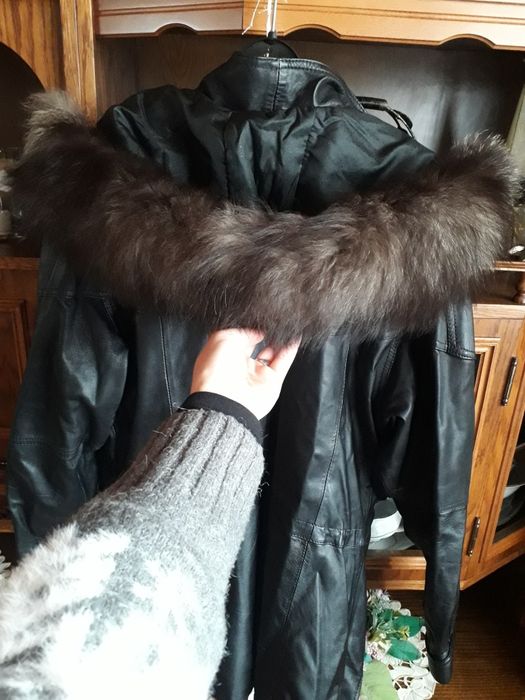 Skórzana kurtka damska przedłużana rozmiar L