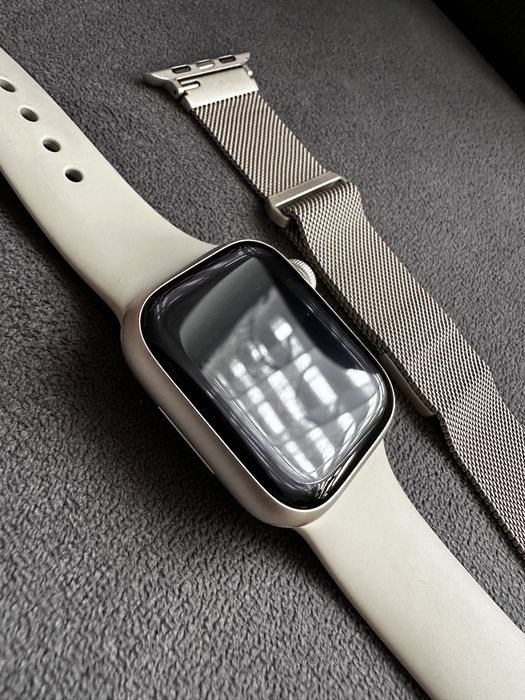 Apple Watch Series 9 41mm Starlight + Bransoleta UNIQ Mesh | Zestaw