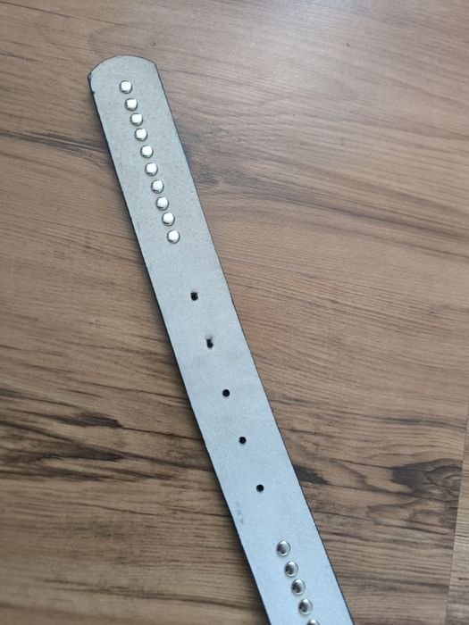 Croute De Cuir pasek damski niebieski kryształki ćwieki 85 aa'la jeans ozdobny