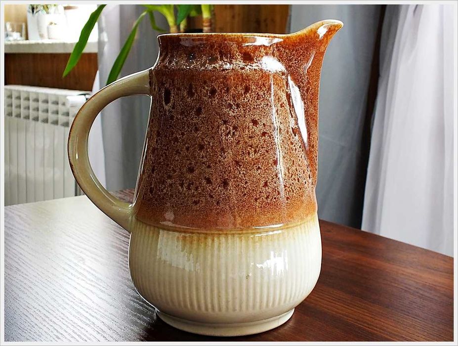 Duży dzbanek ' Maria' z ceramiki glazurowanej Sadulski Mirostowice PRL