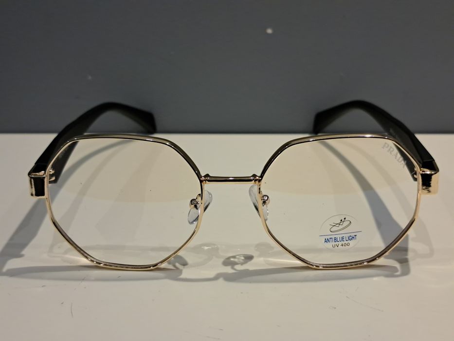 *PRADA damskie nowe oprawki korekcyjne złote okulary zerówki