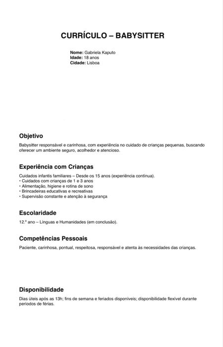 babysitting todos os dias