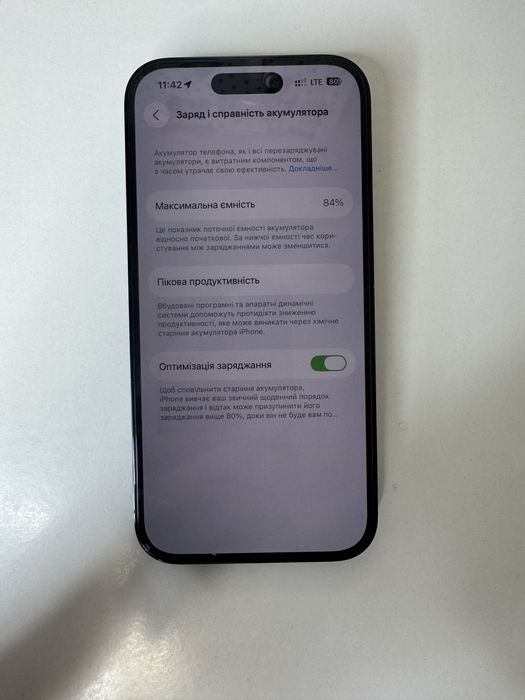 Iphone 14 pro Space Black 256 gb 84%
