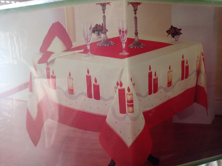 Toalha de mesa Natal, cor azul, nova