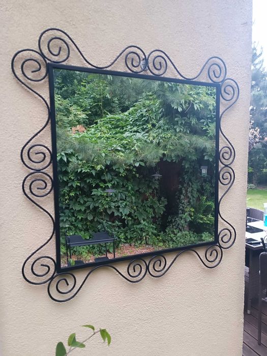 lustro czarne loft bez rys do łazienki salonu pokoju metalowe