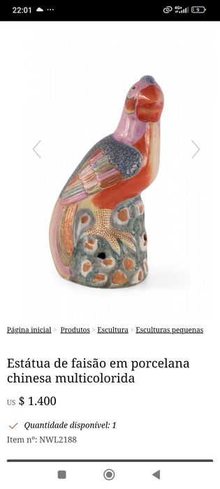 Faisão Porcelana Chinesa Antiga Carimbado
